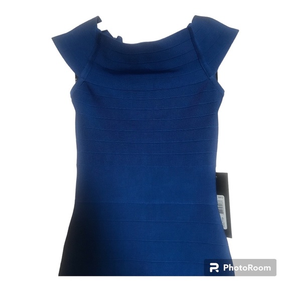 Marciano Guess Blue off-the-Shoulder Bandage Bodycon Dress - Size XXS, 00 - Picture 3 of 12